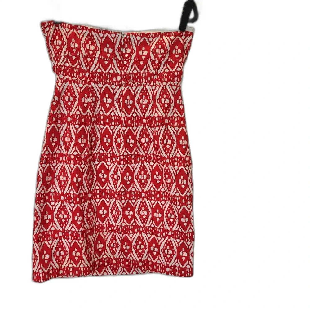 J. Crew Strapless Red and White Dress - Size 6